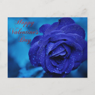 Happy Valentijnsdag blauw roos cadeau Briefkaart