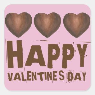 Happy Valentijnsdag Chocolate Heart Snoep Love Vierkante Sticker