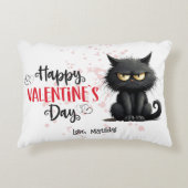 Happy Valentijnsdag Grappige zwarte kat Accent Kussen (Voorkant)