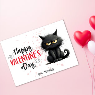 Happy Valentijnsdag Grappige zwarte kat Feestdagenkaart