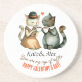 Happy Valentijnsdag katten Zandsteen Onderzetter (Voorkant)