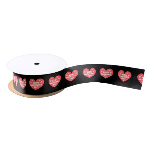 Happy Valentijnsdag Retro Cure Red Hearts Zwart Lint