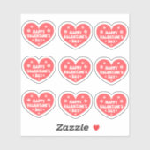Happy Valentijnsdag, retro rood wit 9 harten Sticker (Vel)