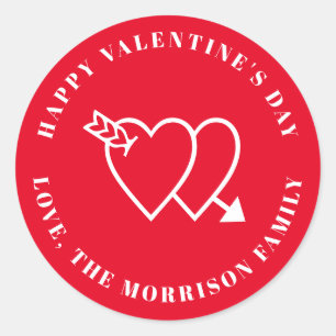 Happy Valentijnsdag rode schattige harten aangepas Ronde Sticker