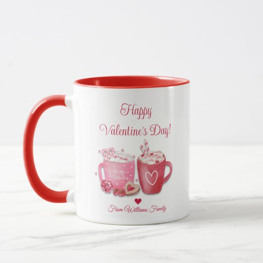 Happy Valentijnsdag, rood roze warme chocolademelk Mok (Links)
