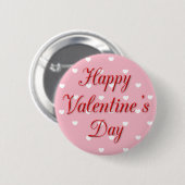 Happy Valentijnsdag roze en witte harten Button (Voorkant /achterkant)