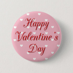 Happy Valentijnsdag roze en witte harten Button
