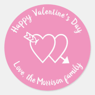 Happy Valentijnsdag roze maakt aangepaste tekst wa Ronde Sticker
