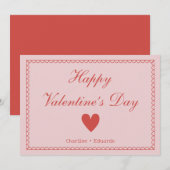 Happy Valentijnsdag Roze Rood Bedankkaart (Voorkant / Achterkant)