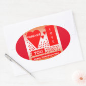 Happy Valentijnsdag tekst voor altijd liefde rood Ovale Sticker (Envelop)