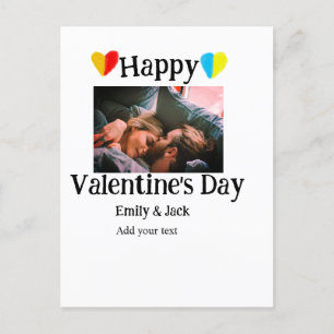 Happy valentijnsdag voeg paar naam foto eenvoudig briefkaart