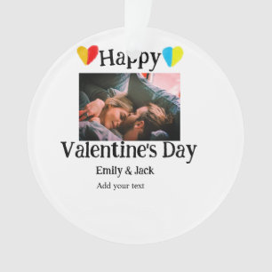Happy valentijnsdag voeg paar naam foto eenvoudig ornament