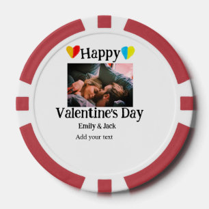Happy valentijnsdag voeg paar naam foto eenvoudig poker chips