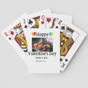 Happy valentijnsdag voeg paar naam foto eenvoudig  pokerkaarten