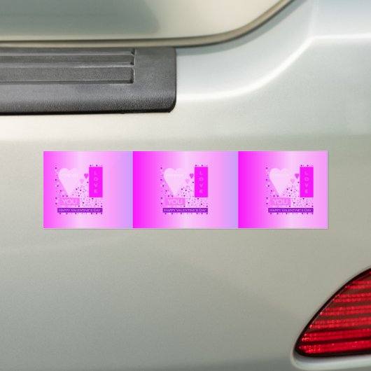 Happy Valentijnsdag voor liefde hartenroze Bumpersticker (Op auto)