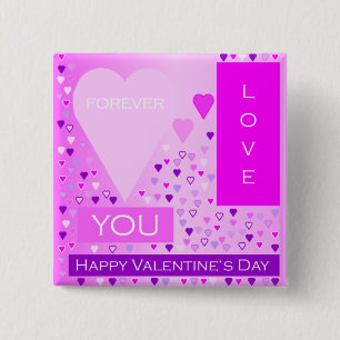Happy Valentijnsdag voor liefde hartenroze Vierkante Button 5,1 Cm