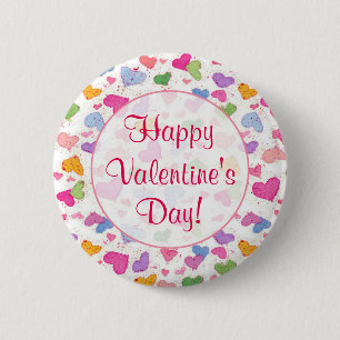 Happy Valentijnsdag Waterverf pasteelhart Ronde Button 5,7 Cm