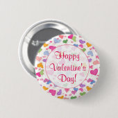 Happy Valentijnsdag Waterverf Pastel Hearts Ronde Button 5,7 Cm (Voorkant /achterkant)