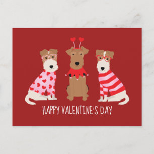 Happy Valentijnsdag Welsh Wire Fox Terrier Honden Briefkaart