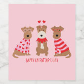 Happy Valentijnsdag Welsh Wire Fox Terrier Honden Wijn Etiket (Enkel label)