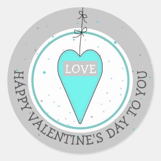 Happy Valentijnsdag Whimsical Heart Ronde Sticker (Voorkant)