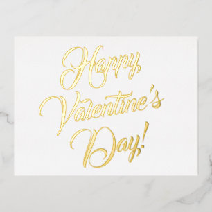 Happy Valentijnsdag wit zwart elegant script Folie Feestdagen Briefkaart