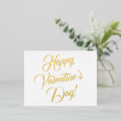 Happy Valentijnsdag wit zwart elegant script Folie Feestdagen Briefkaart (Staand Voorkant)