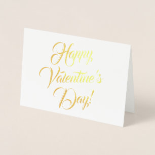 Happy Valentijnsdag wit zwart elegant script Folie Kaarten
