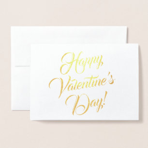 Happy Valentijnsdag wit zwart elegant script Folie Kaarten