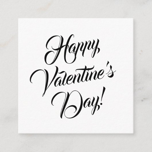 Happy Valentijnsdag wit zwart elegant script Informatiekaartje (Voorkant)