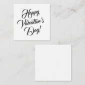 Happy Valentijnsdag wit zwart elegant script Informatiekaartje (Voorkant / Achterkant)