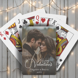 Happy Valentijns's Brush Script Custom Photo Pokerkaarten