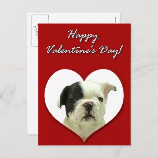 Happy Valentijns's Franse Bulldog puppy briefkaart (Voorkant / Achterkant)