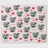 Happy Valentijns's Hart Foto Roze & Rood Cadeaupapier (Vlak)