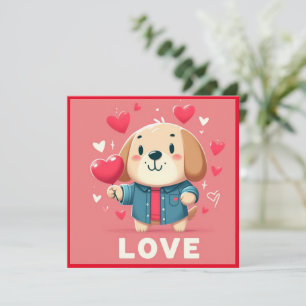 Happy Valentijns's puppy platte kaart