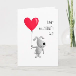 Happy Valentijns's Red Heart Balloon Schattige Dog Kaart