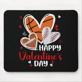 Happy Valentine Baseball Football Basketball Heart Muismat