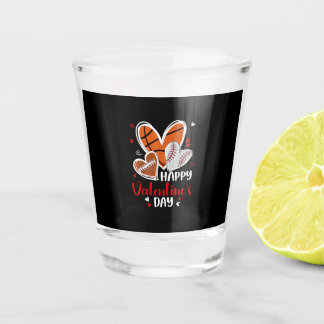 Happy Valentine Baseball Football Basketball Heart Shot Glas