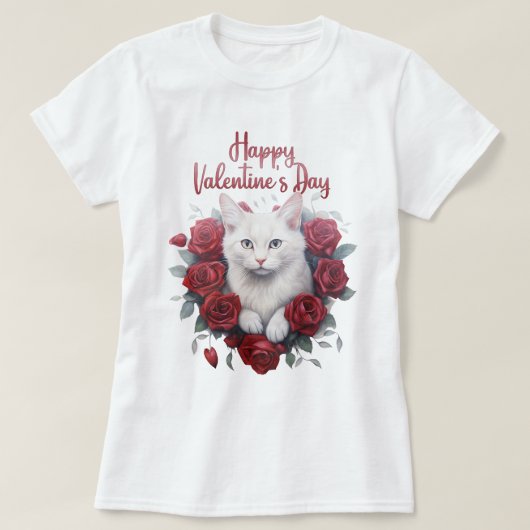 Happy Valentine Cat Design, T-shirt Chat (Design devant)