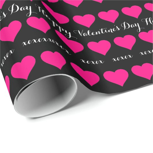 Happy Valentine dag - met roze hartaccent Cadeaupapier (Rol Hoek)