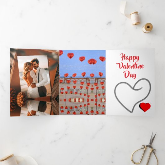 Happy Valentine Day Drieluik Uitnodiging (Binnen)