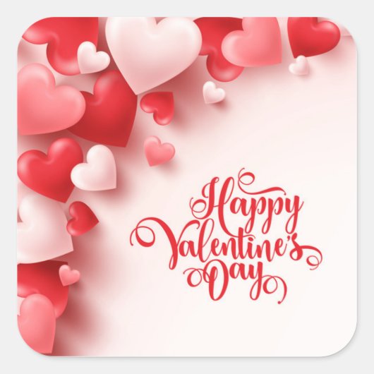 happy Valentine Day Vierkante Sticker (Voorkant)