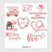 Happy Valentine Glossy Custom-Cut Vinyl Sticker (Feuille)