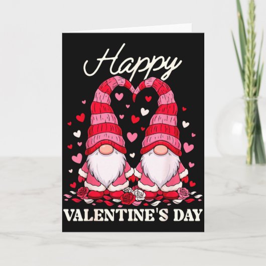 Happy Valentine Gnomes Cute Red Hearts Love Gnome Kaart (Voorkant)