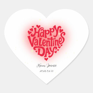 Happy Valentine Heart Custom Name & Date Hart Sticker