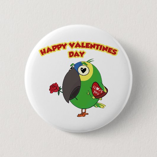 happy valentine parrot ronde button 5,7 cm (Voorkant)