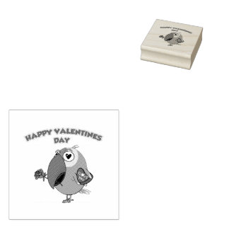 happy valentine parrot 	rubberstempel