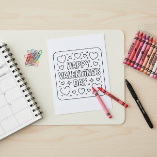 Happy Valentine’s Day Coloring for Students Briefkaart
