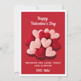 Happy Valentine’s Day Crochet Heart Flat Card  Feestdagenkaart