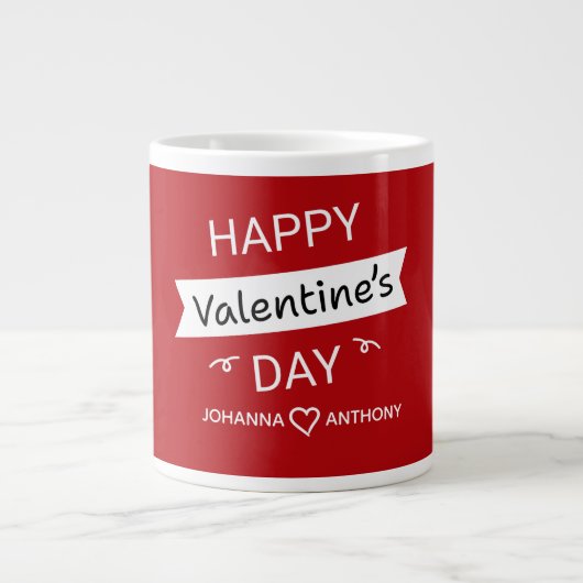 Happy Valentine’s Day – Cute Valentine Love Custom Extra Grote Beker (Voorkant)